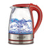Brentwood KT-1900R Electric Tea Kettle 1.7L Red Glass LED Boil Dry Protection