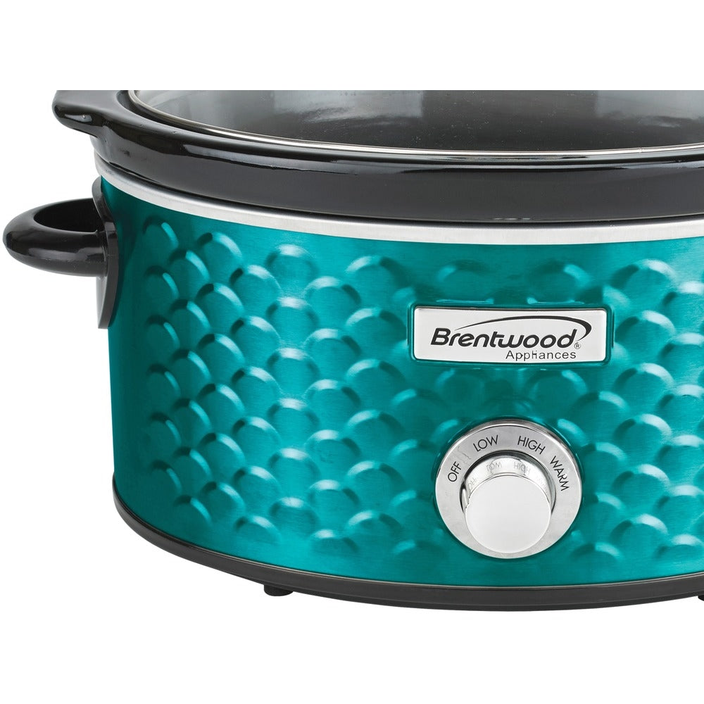 Brentwood SC-140BL 4.5 Quart Slow Cooker with Scallop Pattern in Blue