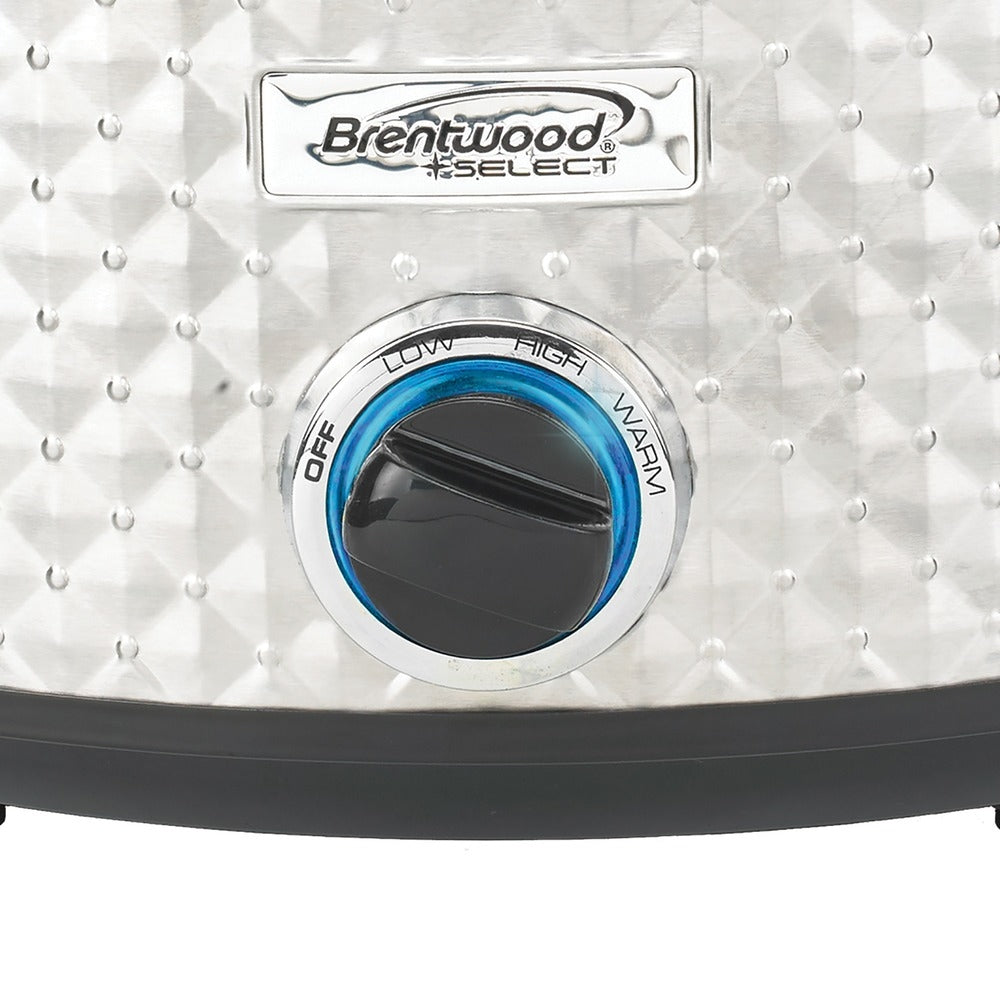 Brentwood SC-157S Slow Cooker 7 Quart Silver Ceramic Pot & Glass Lid