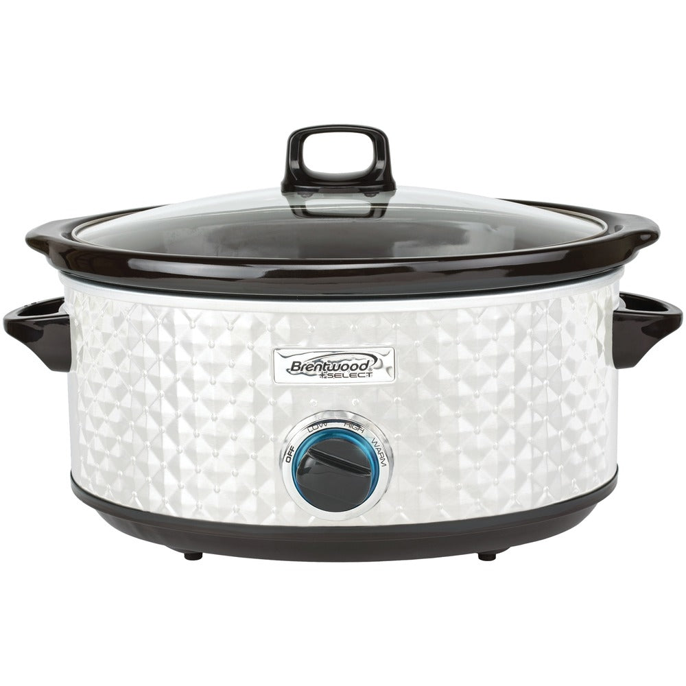 Brentwood SC-157W Slow Cooker 7 Quart White, Ceramic Pot Image 1