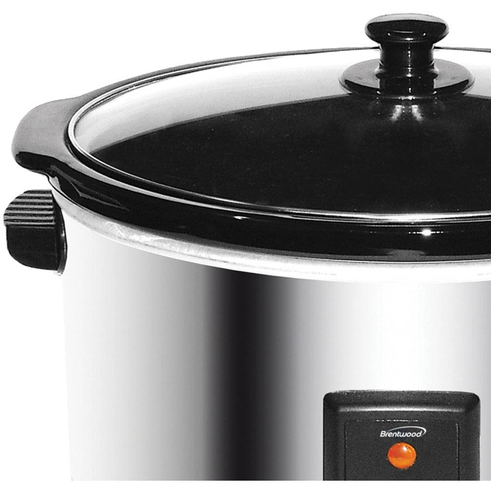 Brentwood SC-170S Slow Cooker 7.5L Stainless Steel Black LED Power Indicator