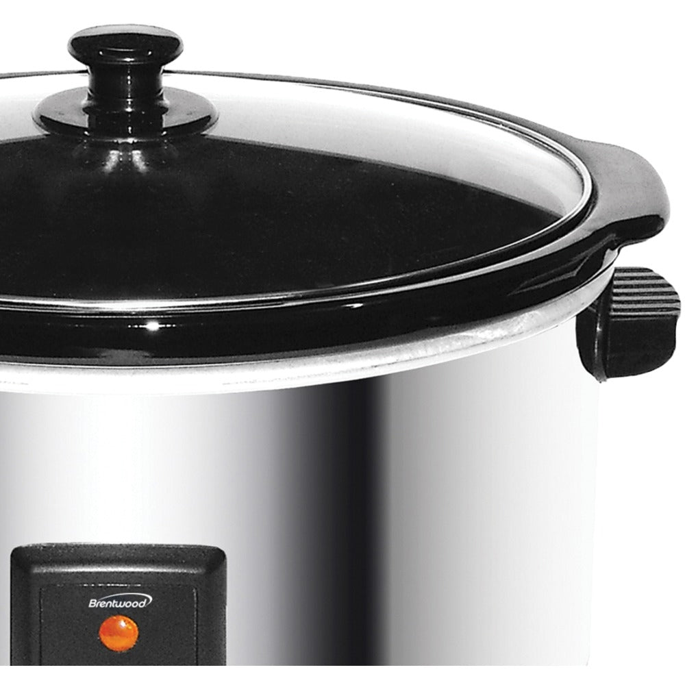 Brentwood SC-170S Slow Cooker 7.5L Stainless Steel Black LED Power Indicator