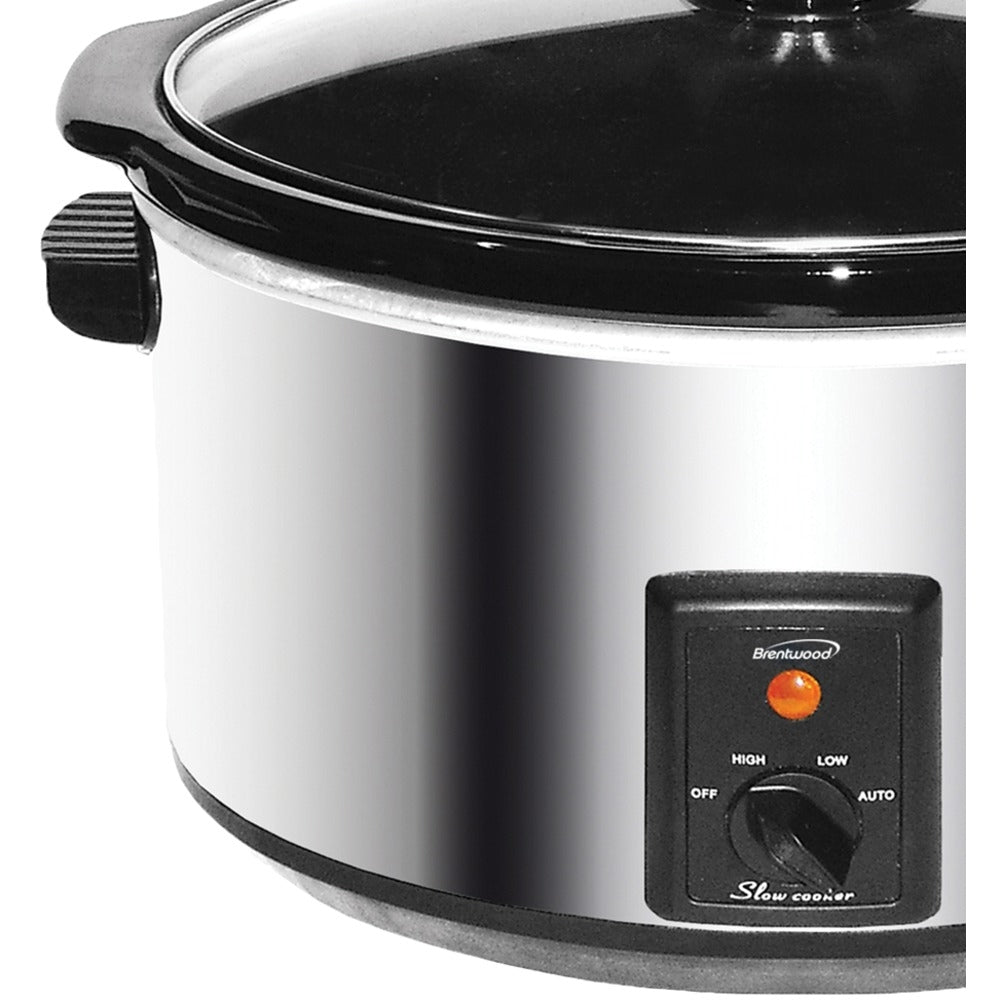 Brentwood SC-170S Slow Cooker 7.5L Stainless Steel Black LED Power Indicator