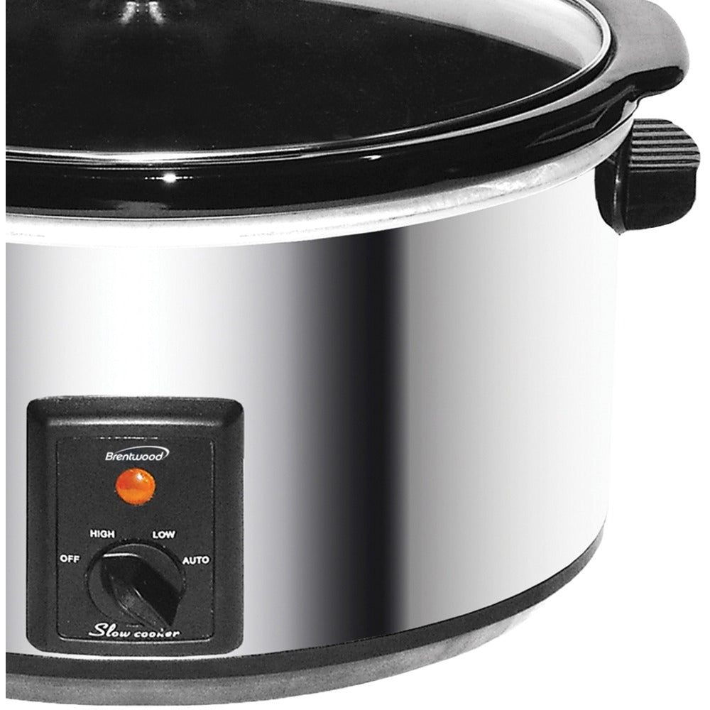 Brentwood SC-170S Slow Cooker 7.5L Stainless Steel Black LED Power Indicator