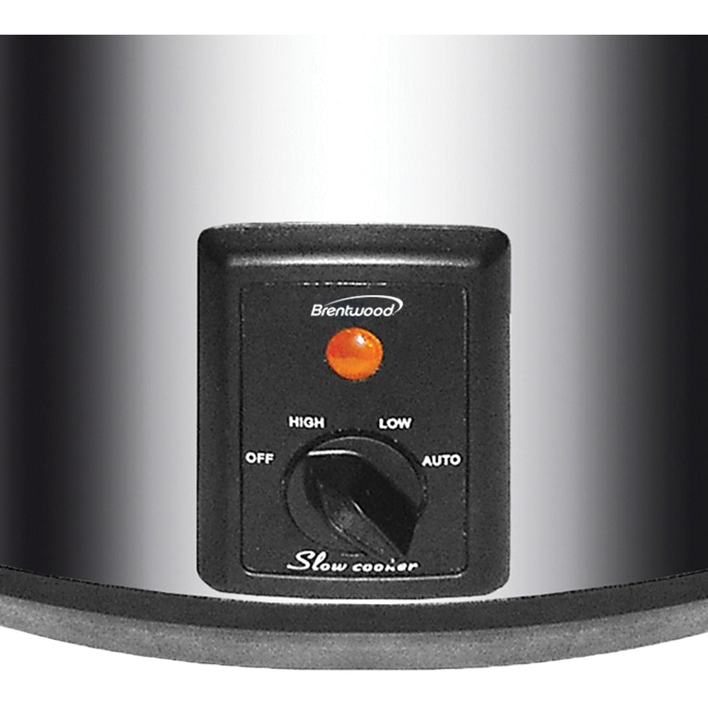 Brentwood SC-170S Slow Cooker 7.5L Stainless Steel Black LED Power Indicator
