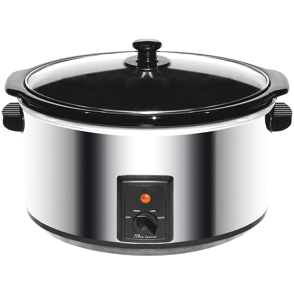Brentwood SC-170S Slow Cooker 7.5L Stainless Steel Black LED Power Indicator