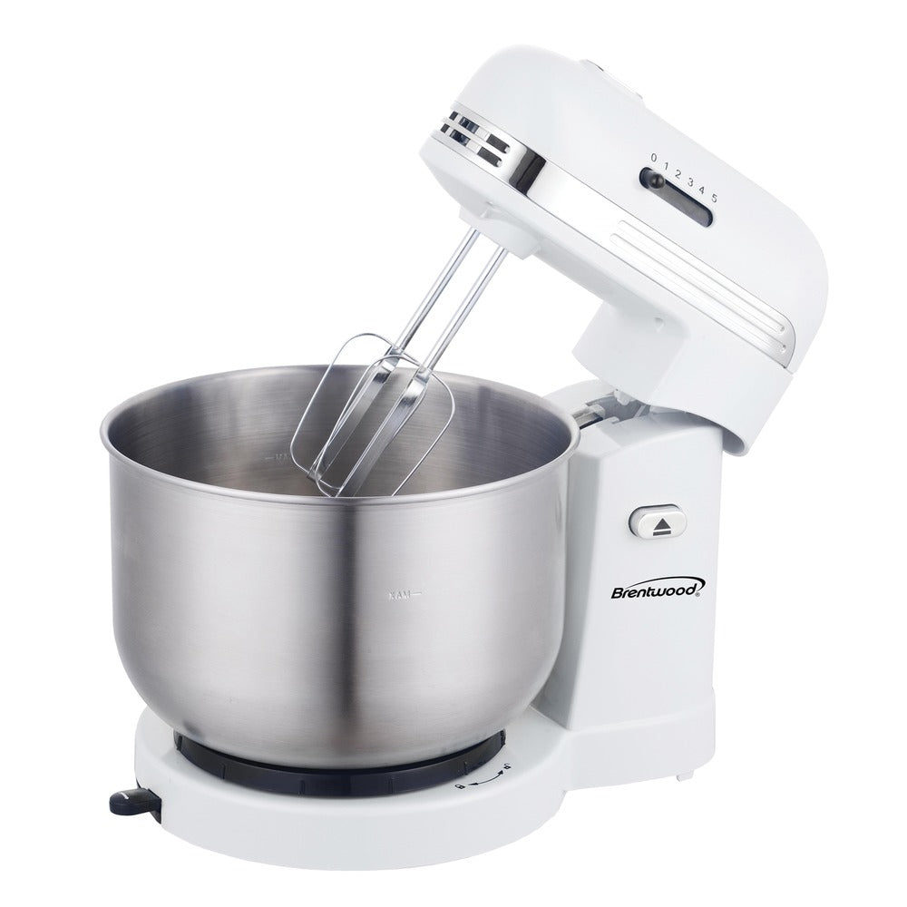 Brentwood SM-1162W Stand Mixer 3.5 Quart Stainless Steel Bowl White Image 1