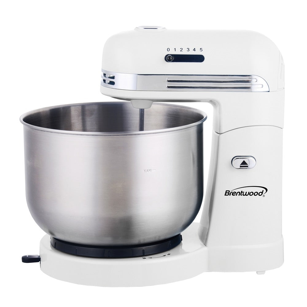 Brentwood SM-1162W Stand Mixer 3.5 Quart Stainless Steel Bowl White
