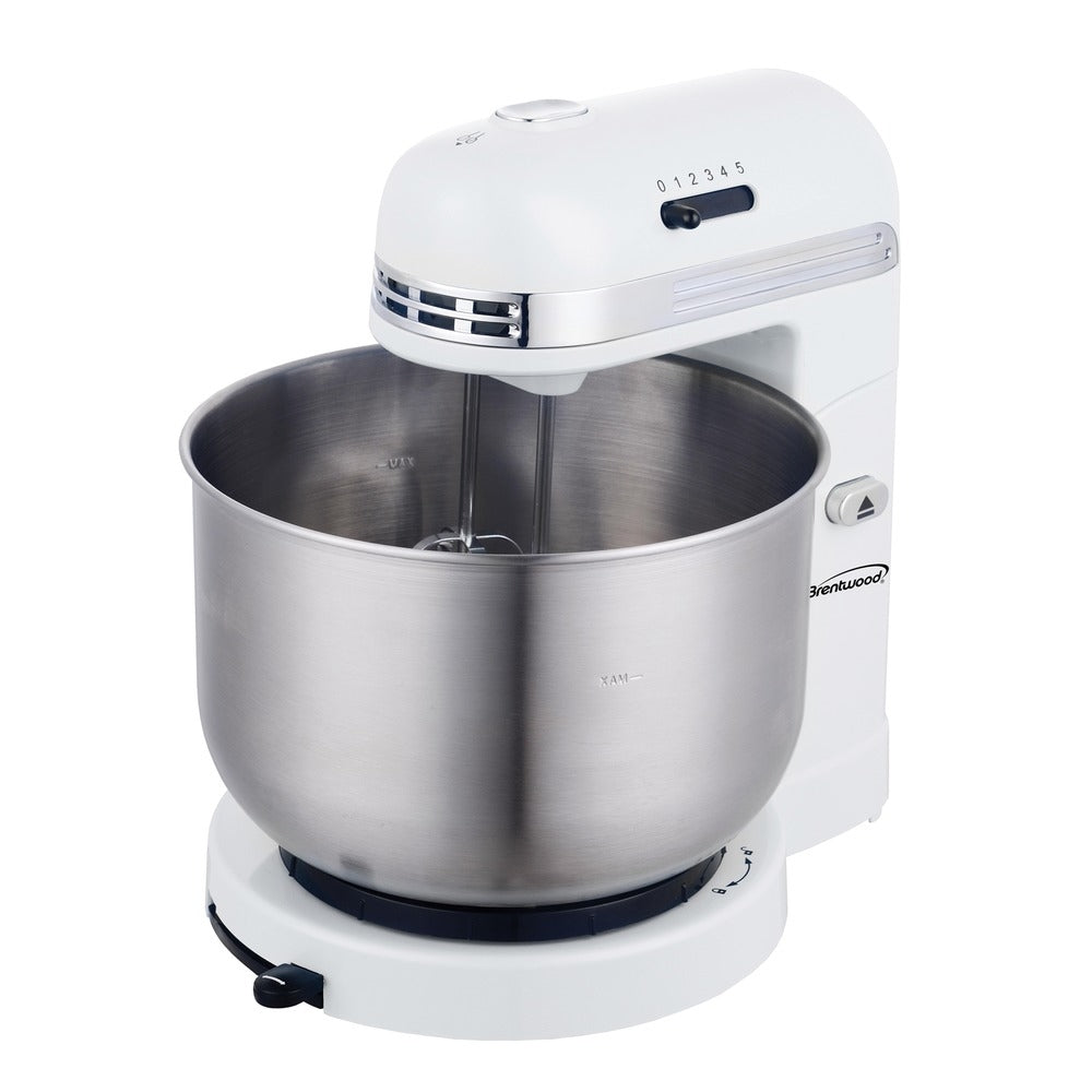 Brentwood SM-1162W Stand Mixer 3.5 Quart Stainless Steel Bowl White