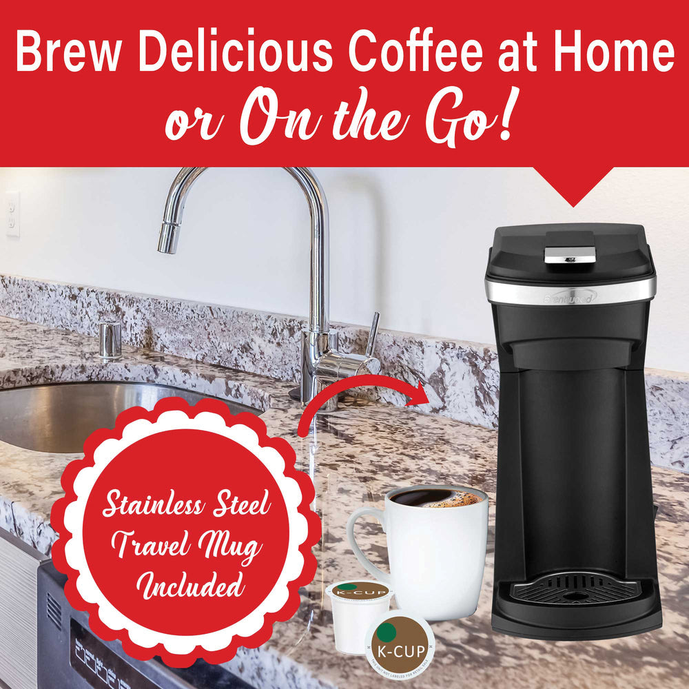 Brentwood TS-1101BK Single-Serve Coffee Maker with Reusable Filter for K-Cup Pods