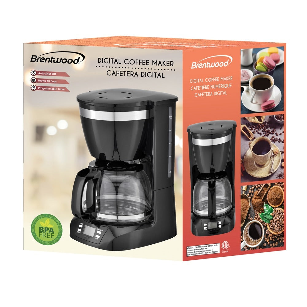Brentwood TS-219BK 10-Cup Digital Coffee Maker with Programmable Timer