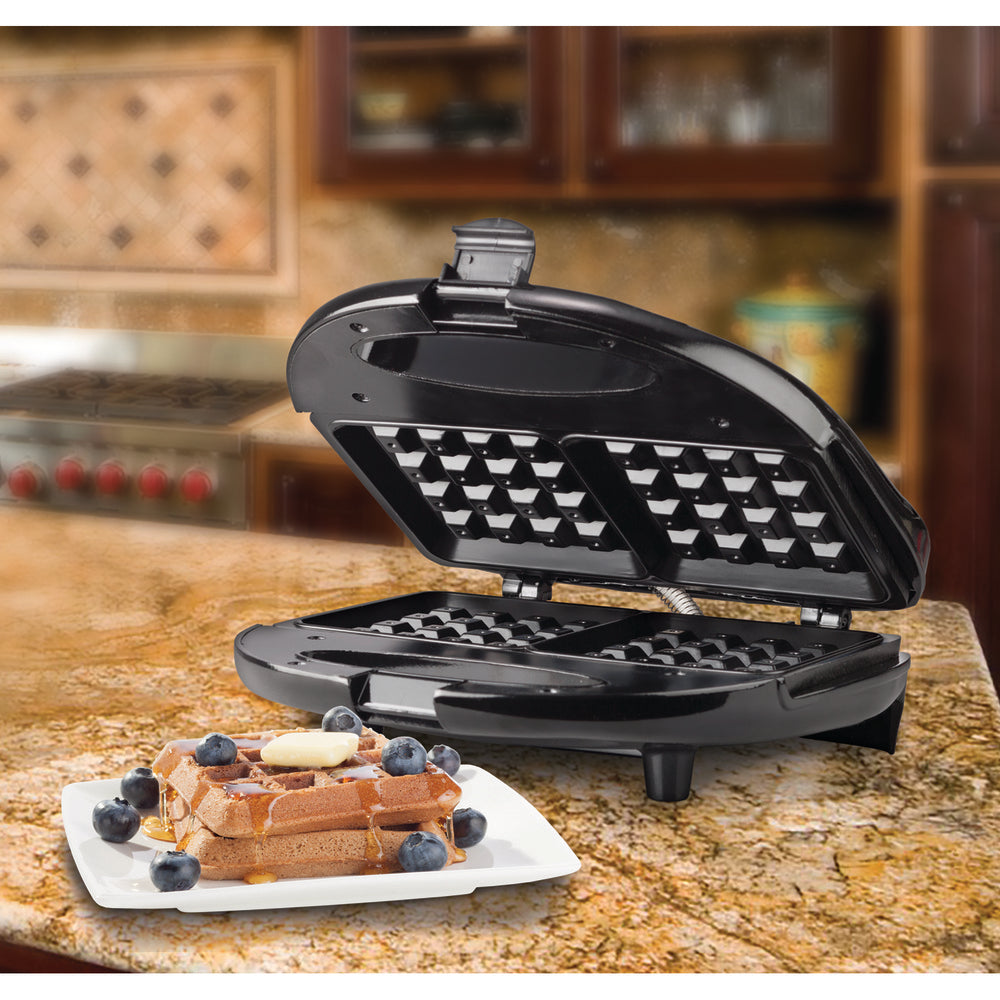 brentwood TS-243 Black/Stainless Steel Waffle Maker - Nonstick Surface, Cool Touch Handle