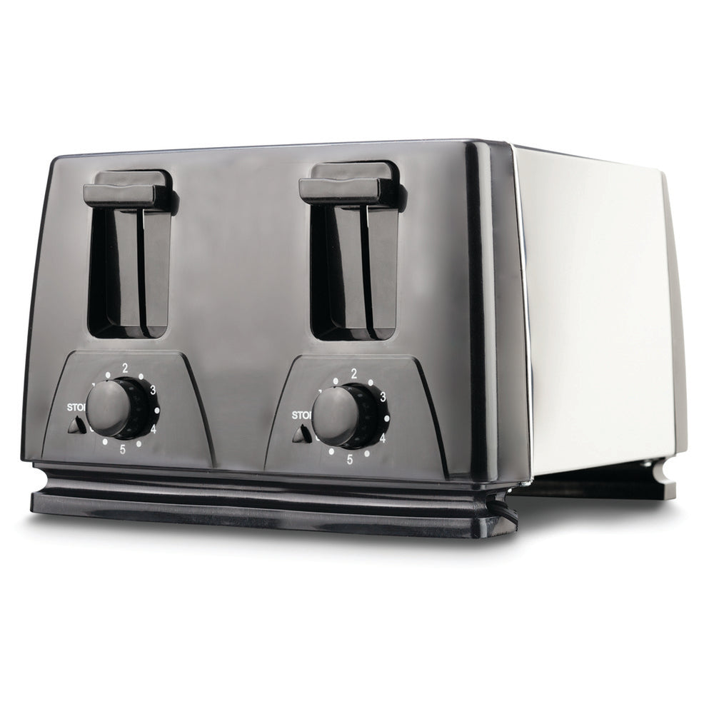Brentwood TS-284 4-Slice Toaster - Black/Silver - 1300W