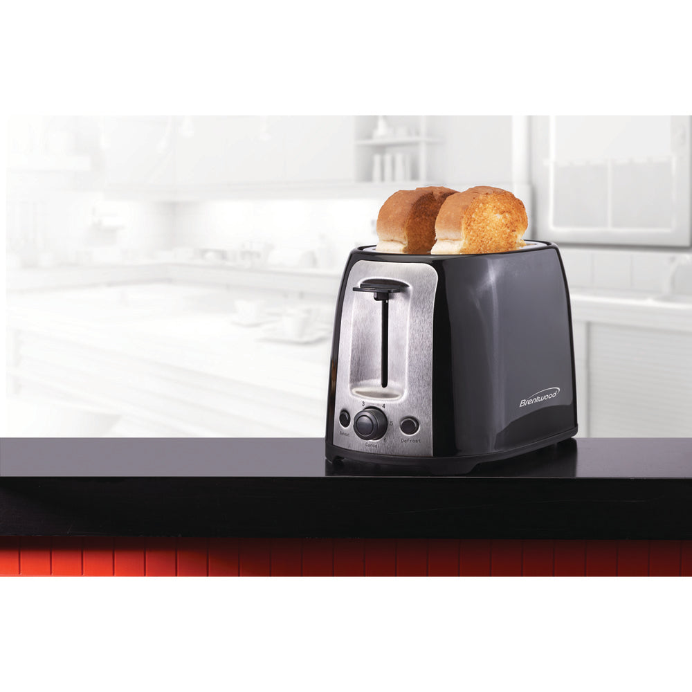 Brentwood Ts-292B 2 Slice Toaster with Wide Slots; Black/Stainless Steel