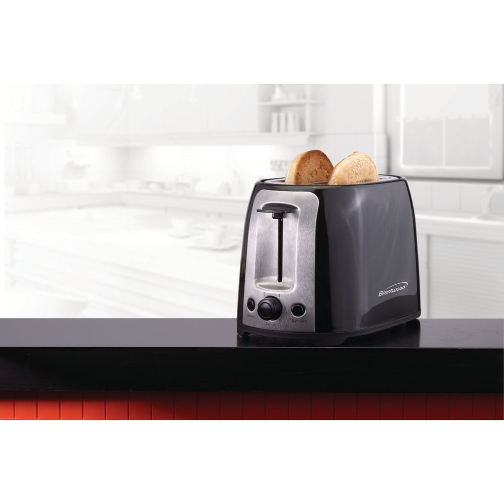 Brentwood Ts-292B 2 Slice Toaster with Wide Slots; Black/Stainless Steel
