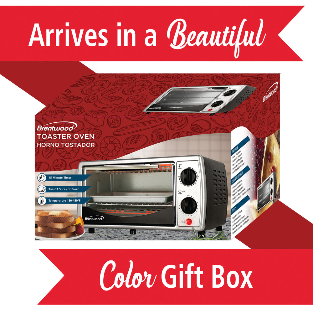 Brentwood Ts-345B 9-Liter 4 Slice Toaster Oven Broiler Black