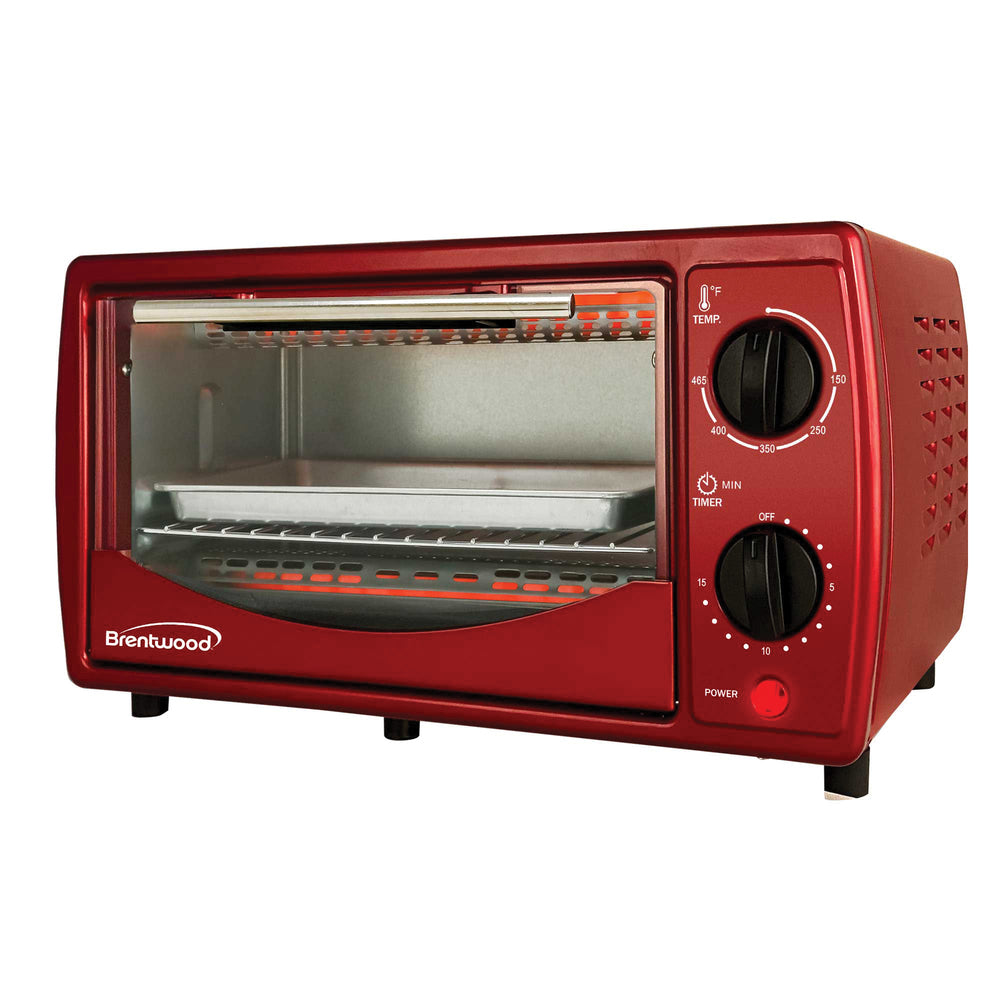 Brentwood TS-345R 4-Slice Toaster Oven Broiler - 9L Red Image 1