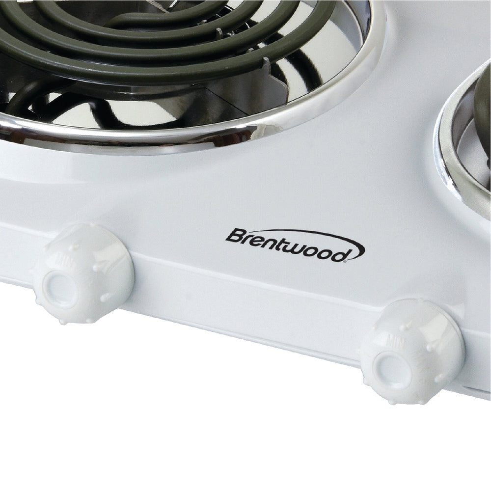 Brentwood Ts-368 Electric 1500W Double Burner Spiral White