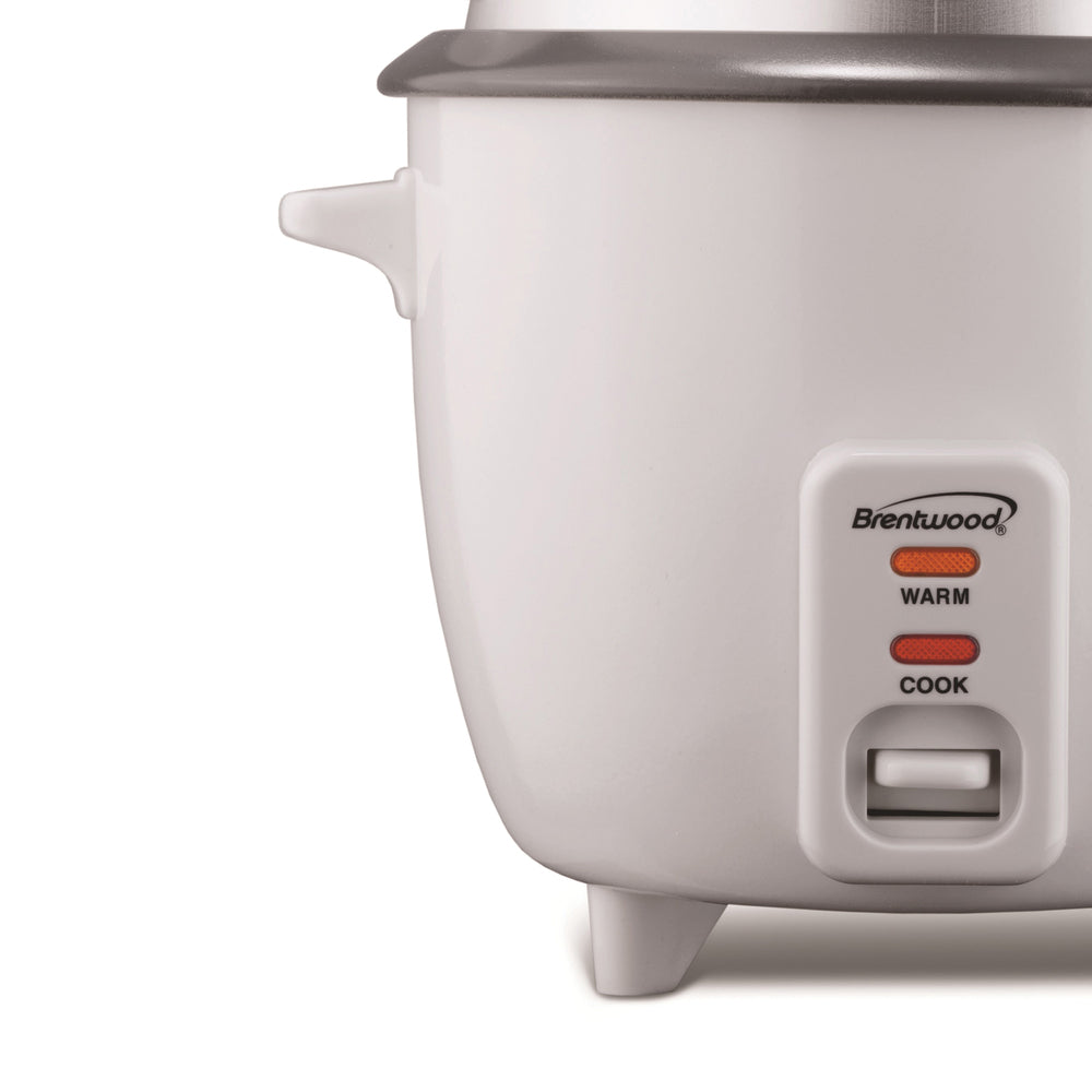 Brentwood TS-480S 15 Cup Rice Cooker with Non-Stick Steamer in White