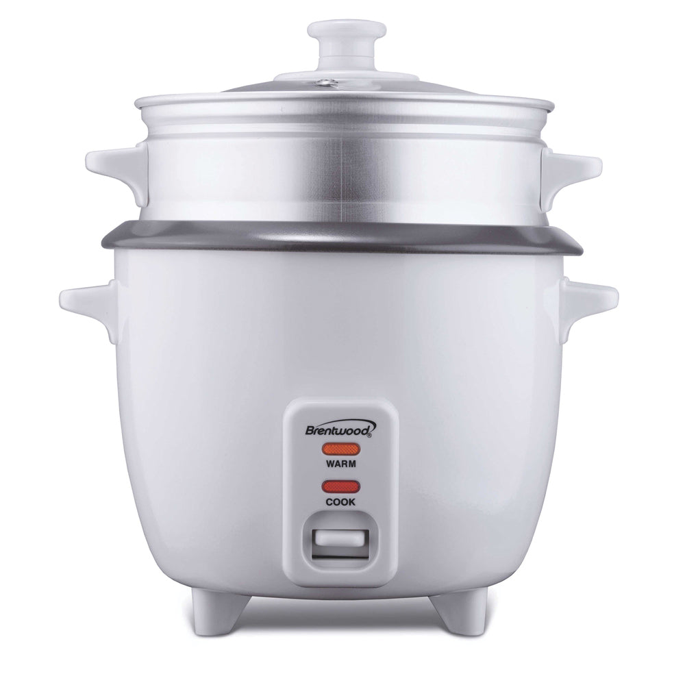 Brentwood TS-480S 15 Cup Rice Cooker with Non-Stick Steamer in White