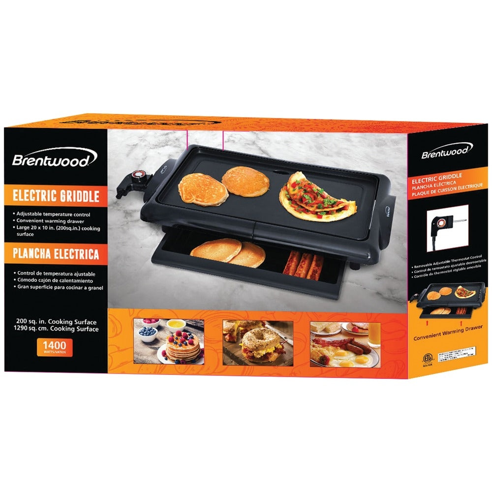 Brentwood TS-840 Electric Griddle 1400W Black Non-Stick Surface