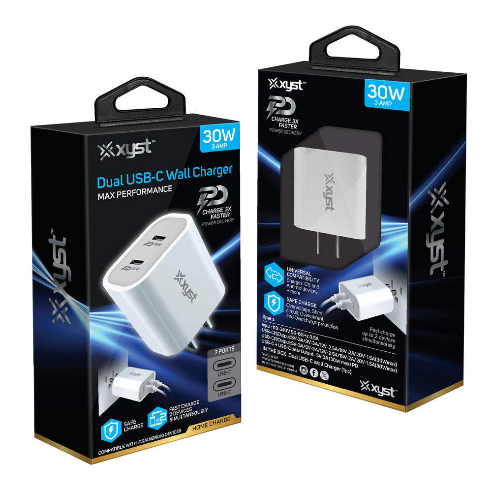 Xyst XYS-312CACWT Dual USB-C Wall Charger