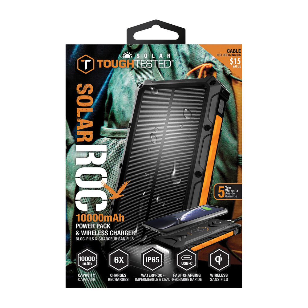 Tough Tested TT-PBW-10C Power Bank 10000 mAh Qi Wireless & Solar 18W PD