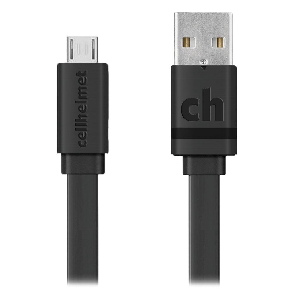 Cellhelmet Cable-F-Micro-3-B Micro USB Charge & Sync Cable 3Ft Flat Tangle-Free Image 1