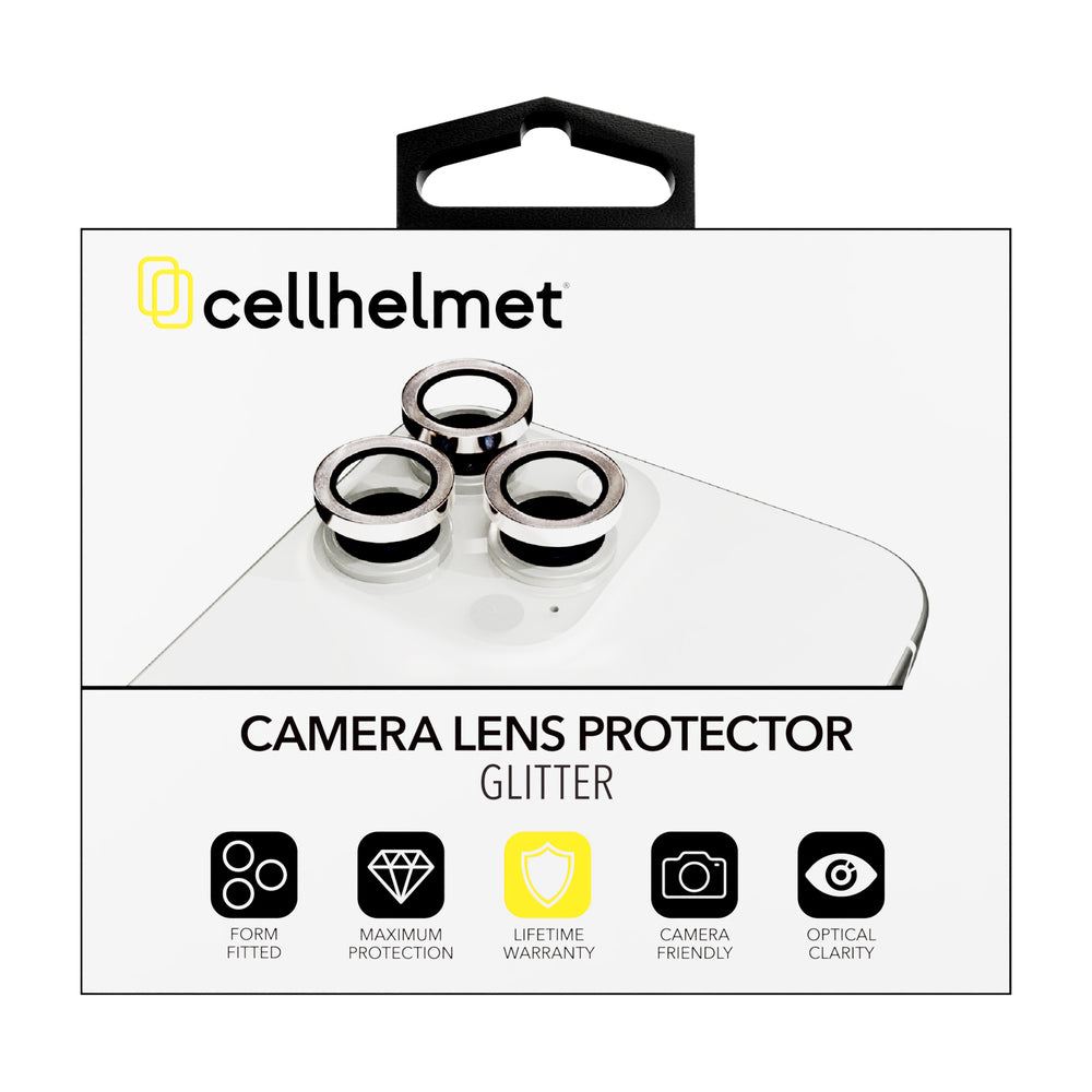 Cellhelmet SC-112-GLT Tempered Camera Glass for iPhone 17/16/16 Plus - Glitter Rims