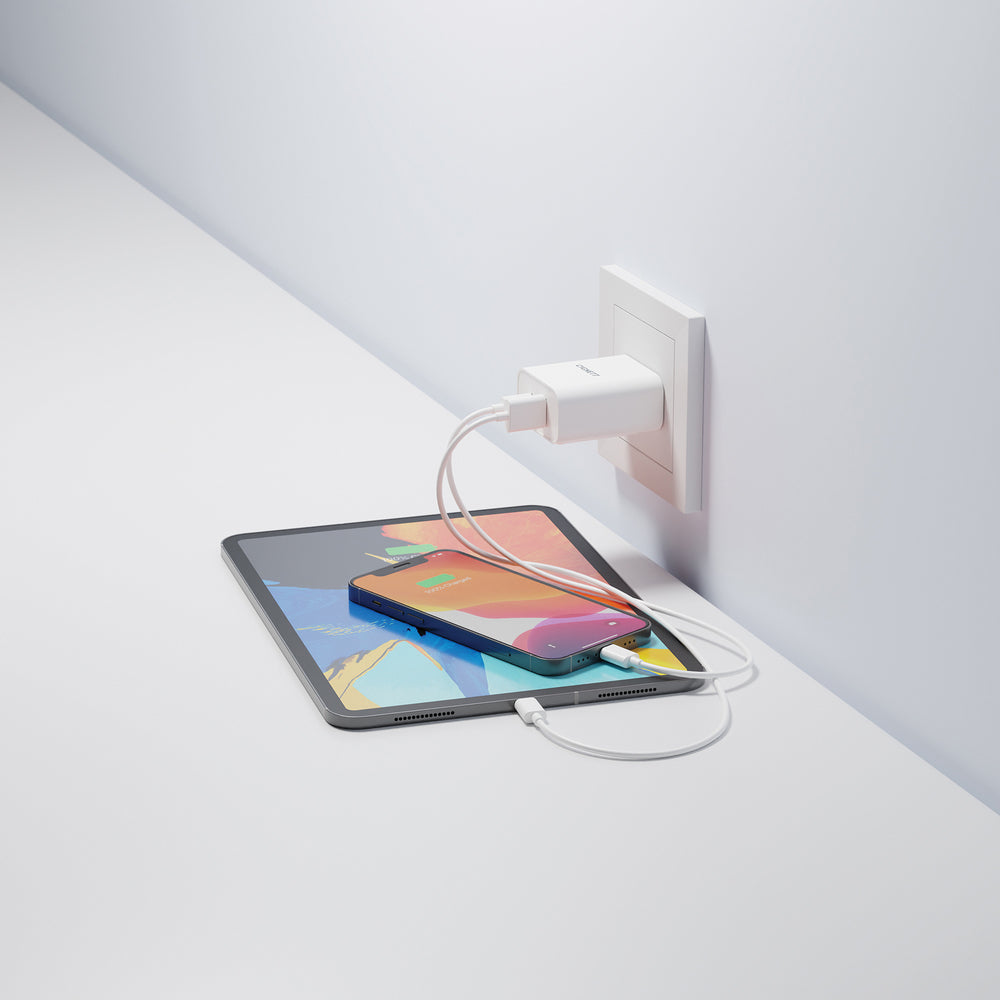 Cygnett CY3887POFLW 38W Dual Port Wall Charger with USB-C Power Delivery Image 1
