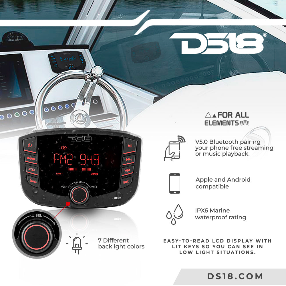 Ds18 Mrx2 Marine Stereo Am/Fm/Bt- 2 Zone