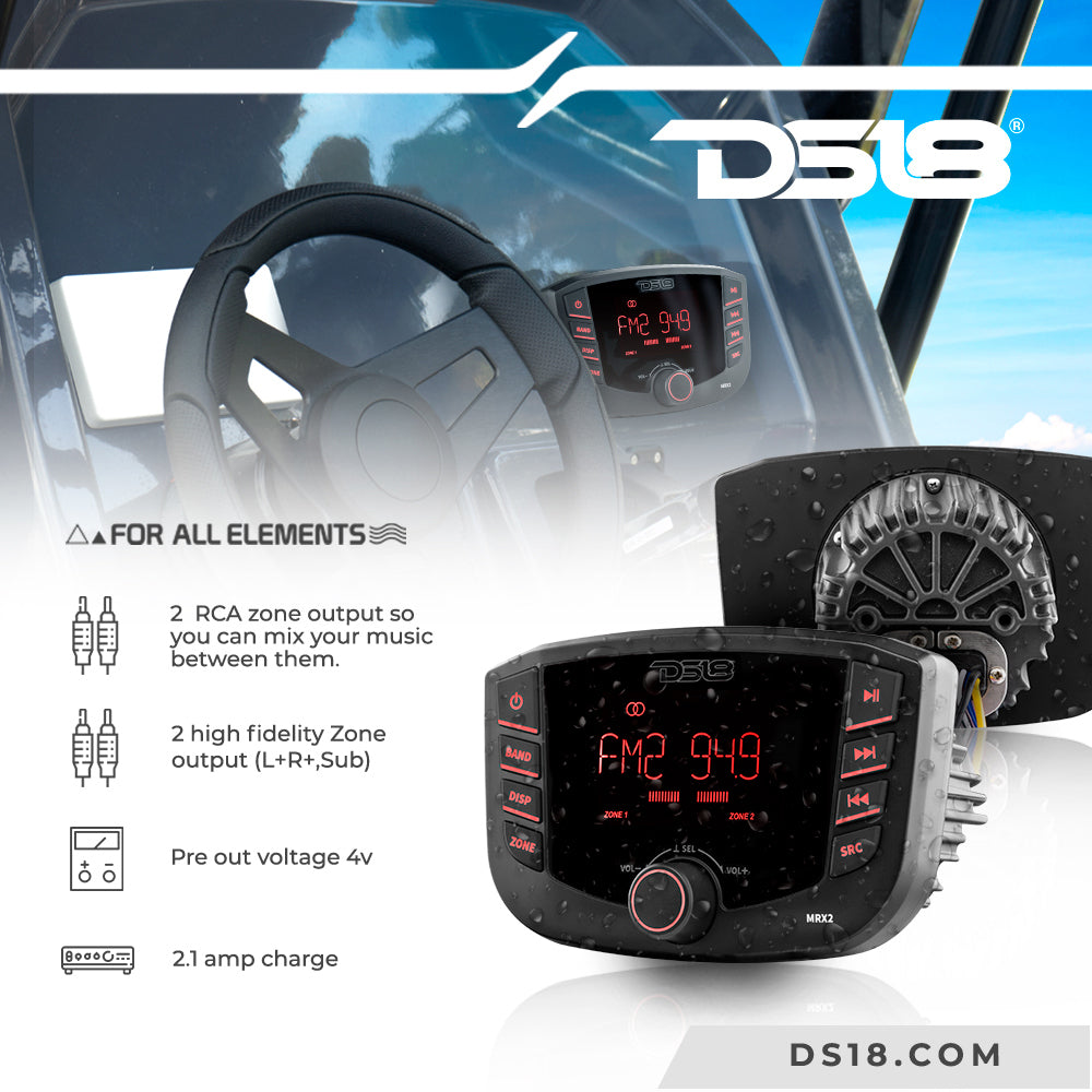 Ds18 Mrx2 Marine Stereo Am/Fm/Bt- 2 Zone