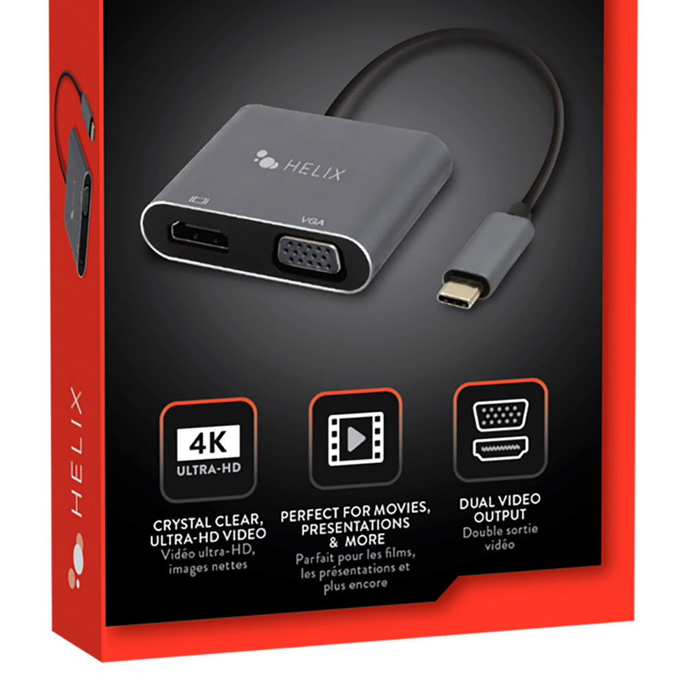 Helix ETHADPCHV USB-C HDMI/VGA Adapter