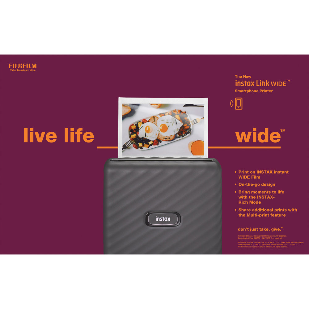 Fujifilm Instax Link Wide Printer 16719562 - Smartphone Printer, Bluetooth Connectivity Image 1