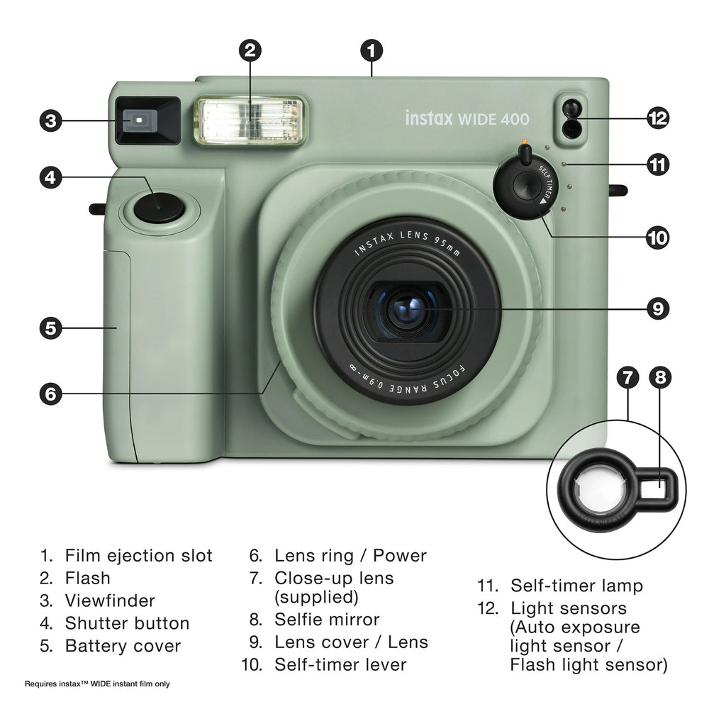 Fujifilm 16824147 Wide 400 Instant Film Camera Green