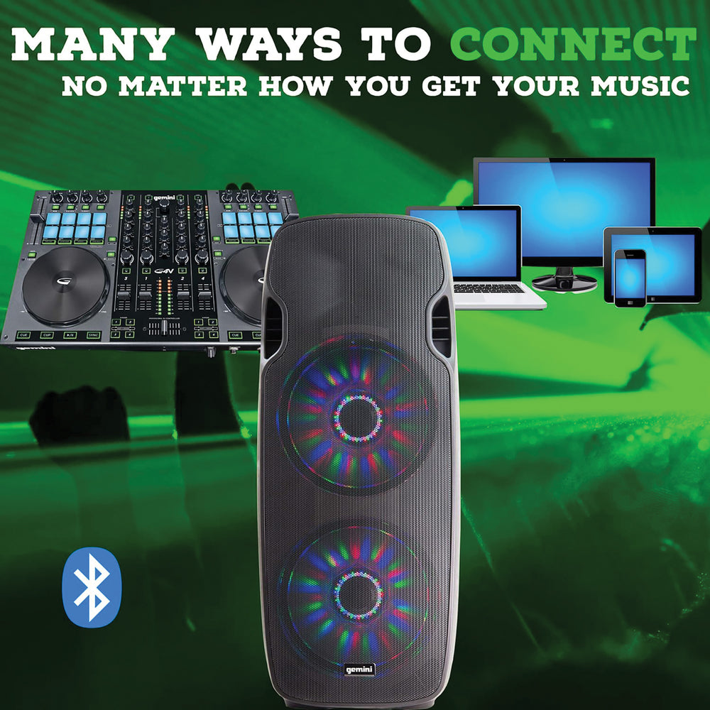 Gemini AS-215BLU-LT Dual 15" Bluetooth Powered Speaker