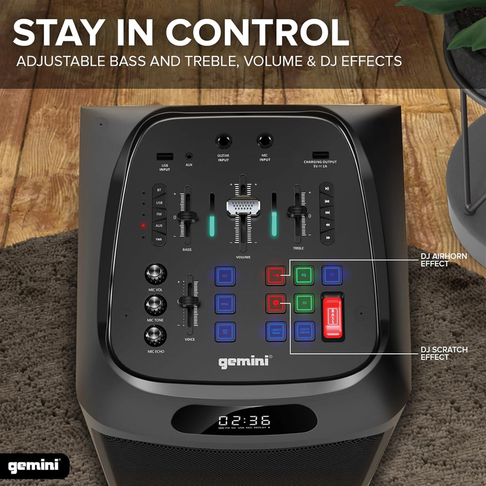 Gemini GHK-2800 Bluetooth Speaker System with Party LED Lights