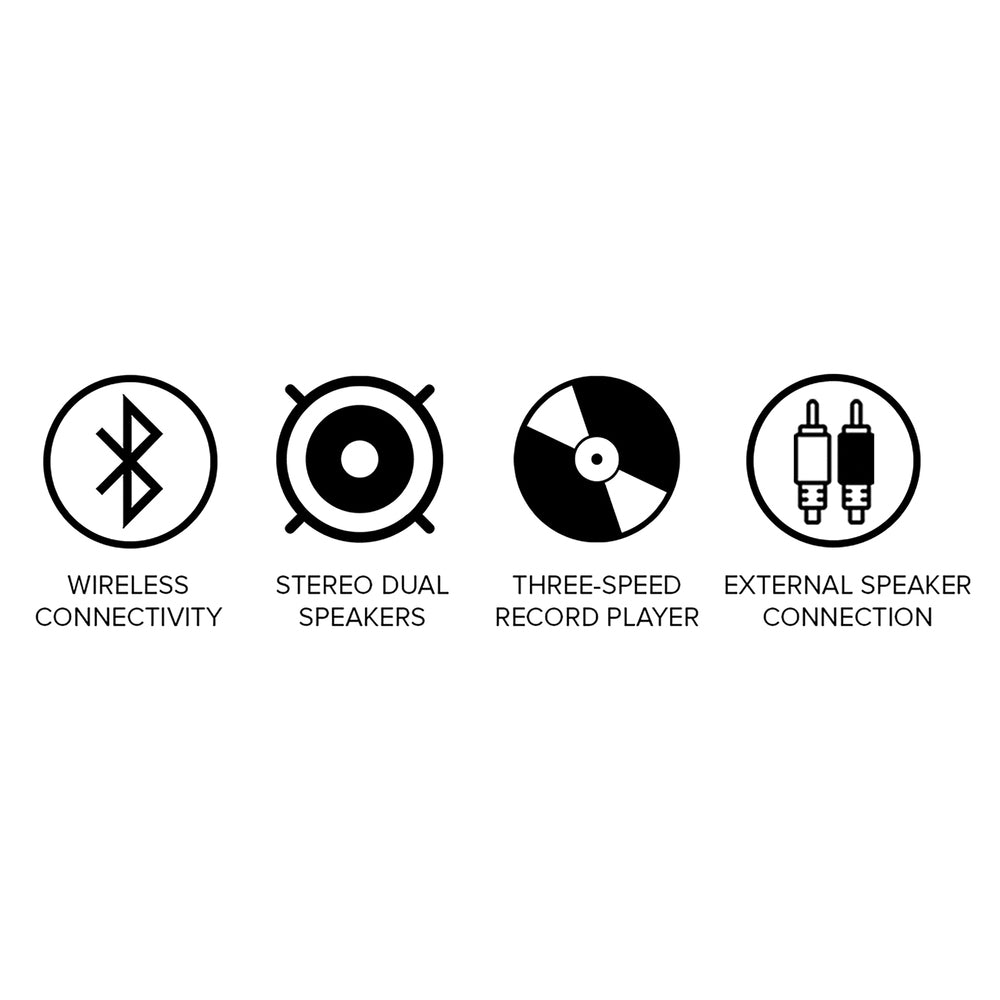 Gemini TT-900BW Vinyl Record Player with Bluetooth and Dual Stereo Speakers
