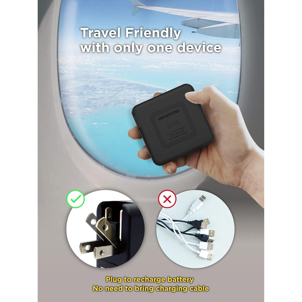 Gigastone GS-QP-10200B-R Wireless Travel Charger & Power Bank