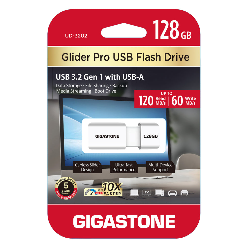 Gigastone GS-U3128GBWH-BC-R 128GB USB 3.1 Flash Drive, Fast Transfer Speeds
