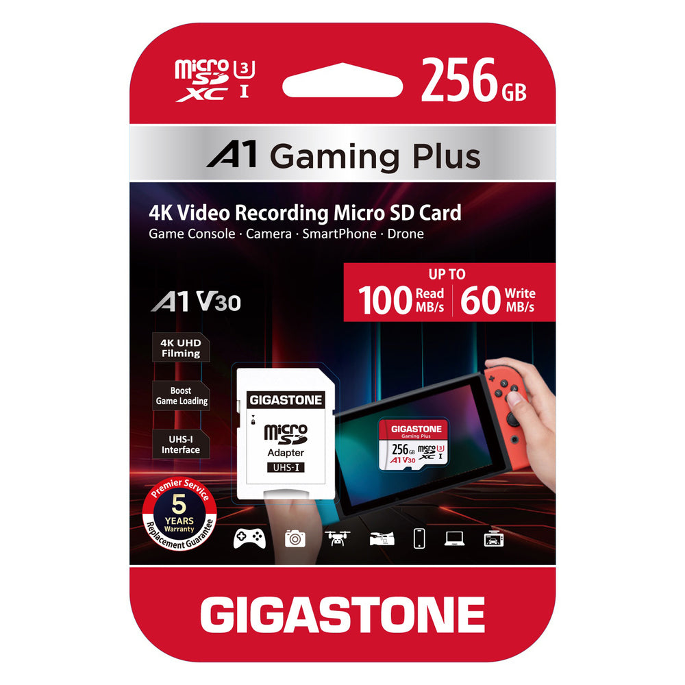 Gigastone GS-2IN1-A1V30GAME-256GB-R MicroSD Card 256GB Gaming Plus A1V30 UltraHD Fast