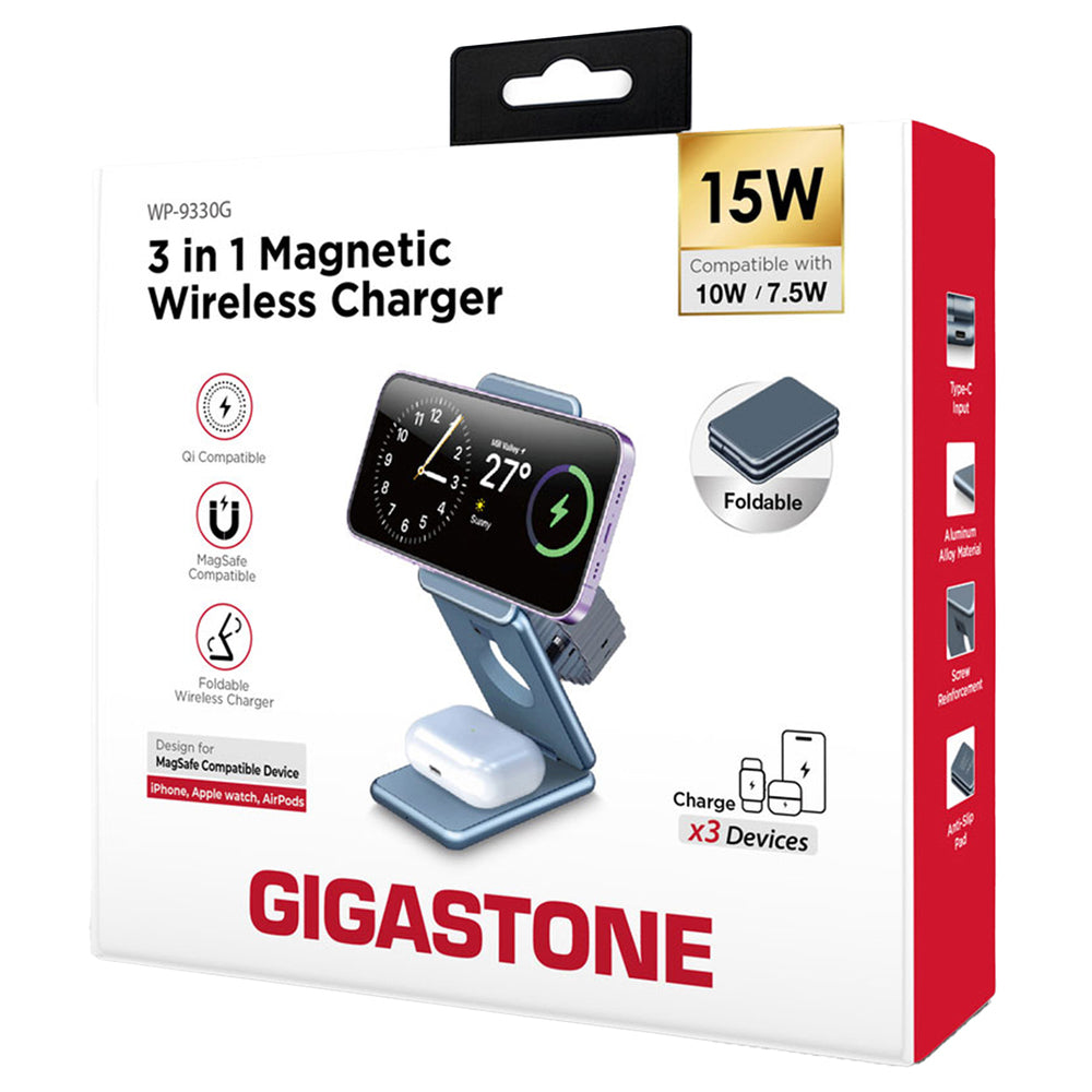 Gigastone GS-WP-9330G-1-R Wireless Charging Station with Magnetic Alignment