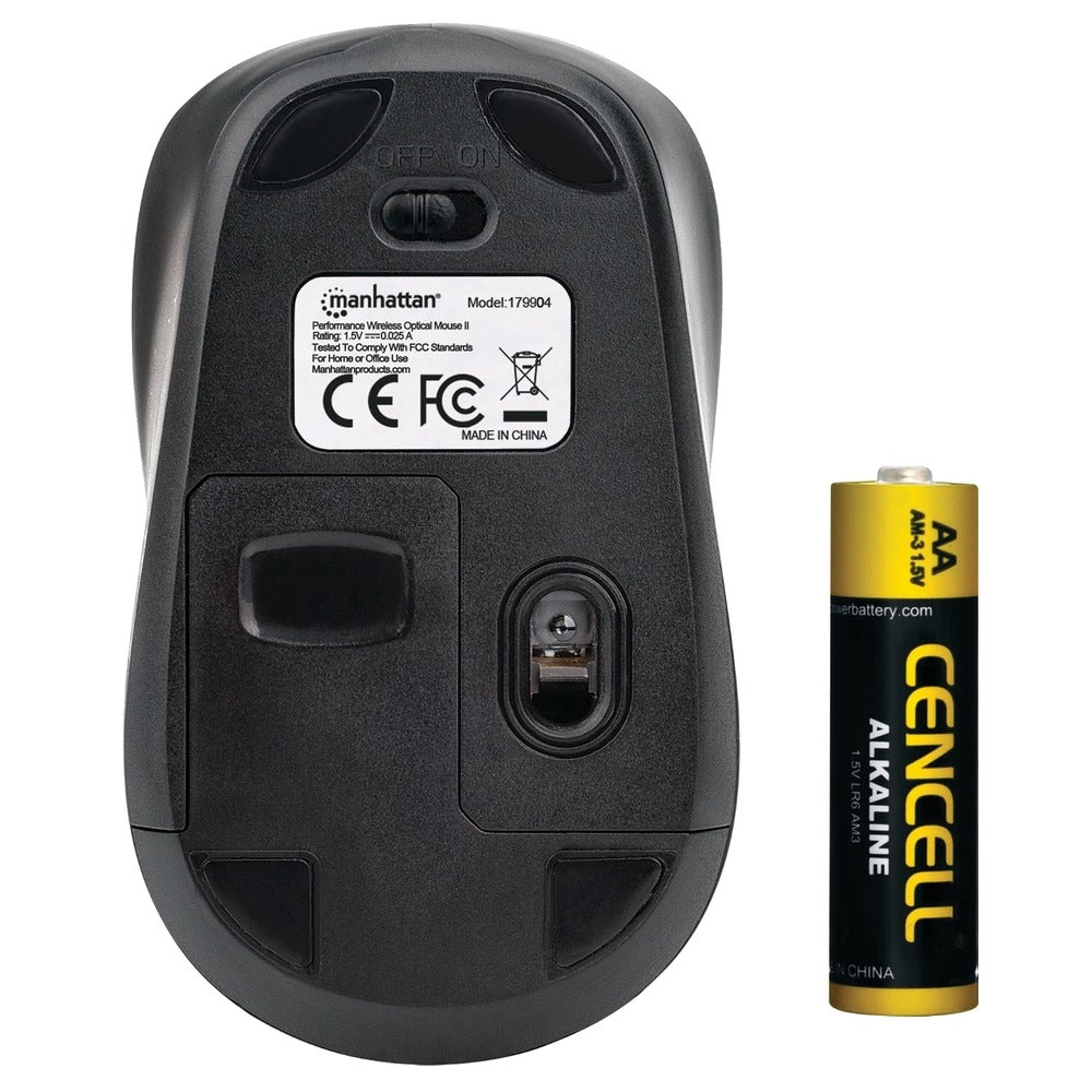 Manhattan 179904 Wireless Optical Mouse II - Ambidextrous RF 1600 DPI
