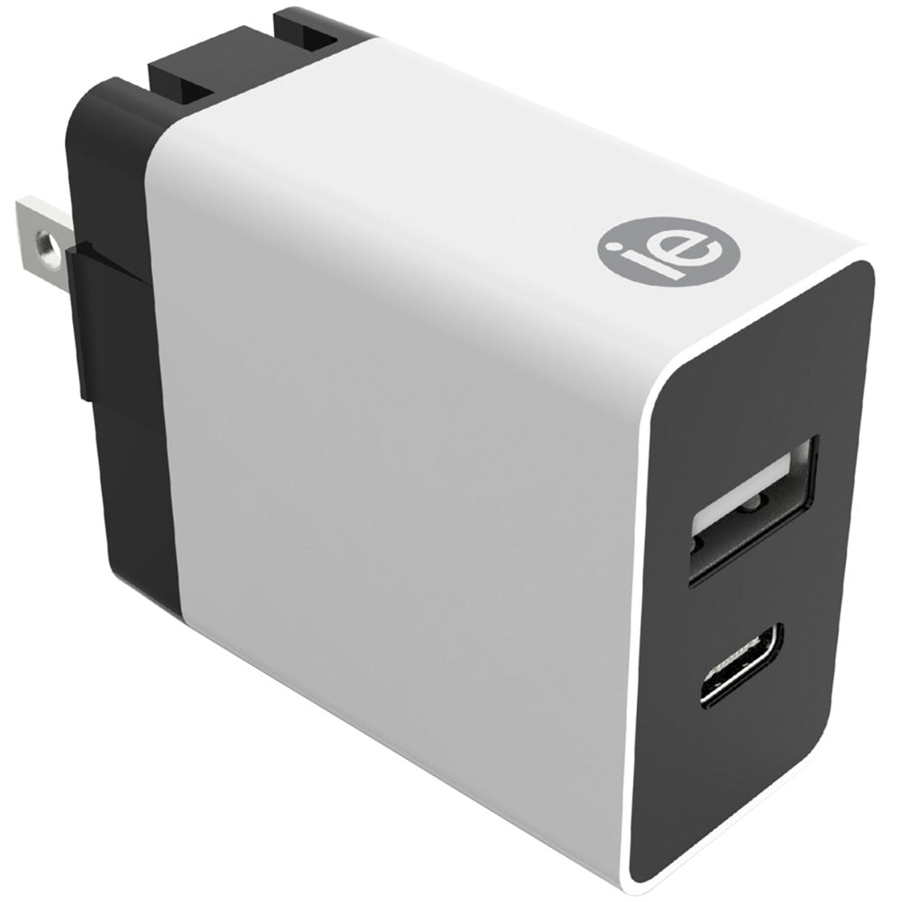 Iessentials IEN-AC31A1C-WT Dual Port Wall Charger with USB and USB-C, 3.4A Image 1