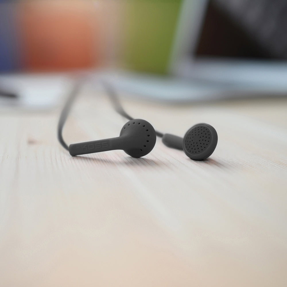 Koss KE10K On-Ear Earbuds - Lightweight, Black, Hi-Fi, Soft Rubber