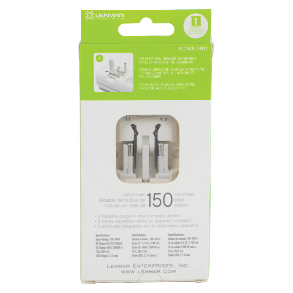 Lenmar AC150USBW All-in-1 Adapter White - USB