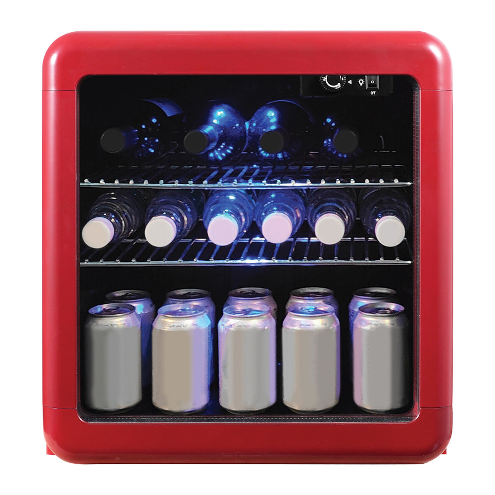Magic Chef MCBC17CHR Beverage Cooler with LED Light, Red