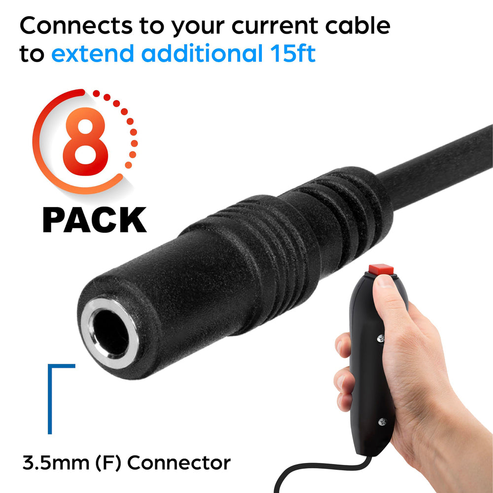 Teachers Choice TCFT-1751 Game Buzzer Extension Cables (8-Pack, 15Ft)