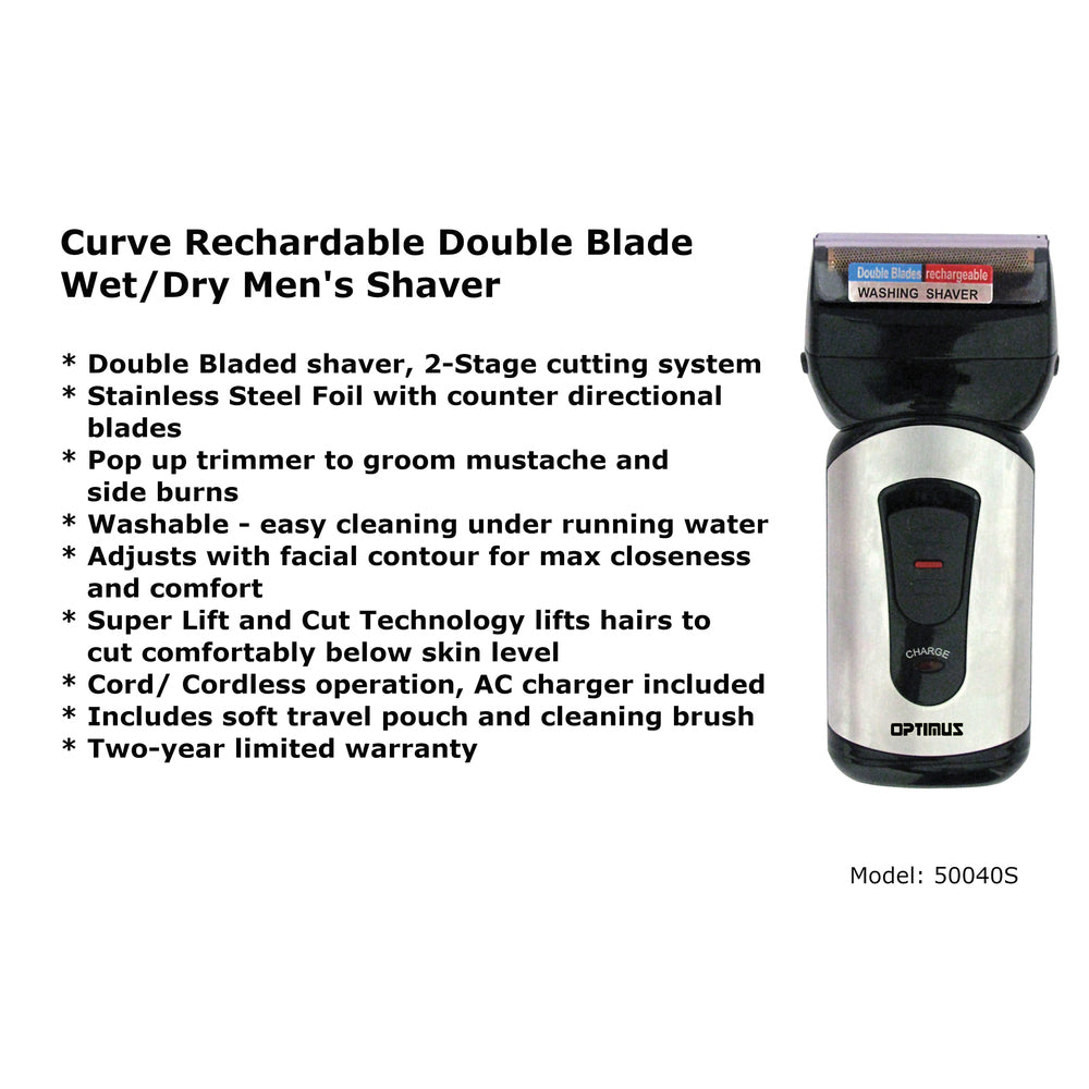 Optimus 50040S Curve Rechargeable Double Blade Wet / Dry Men'S Shaver