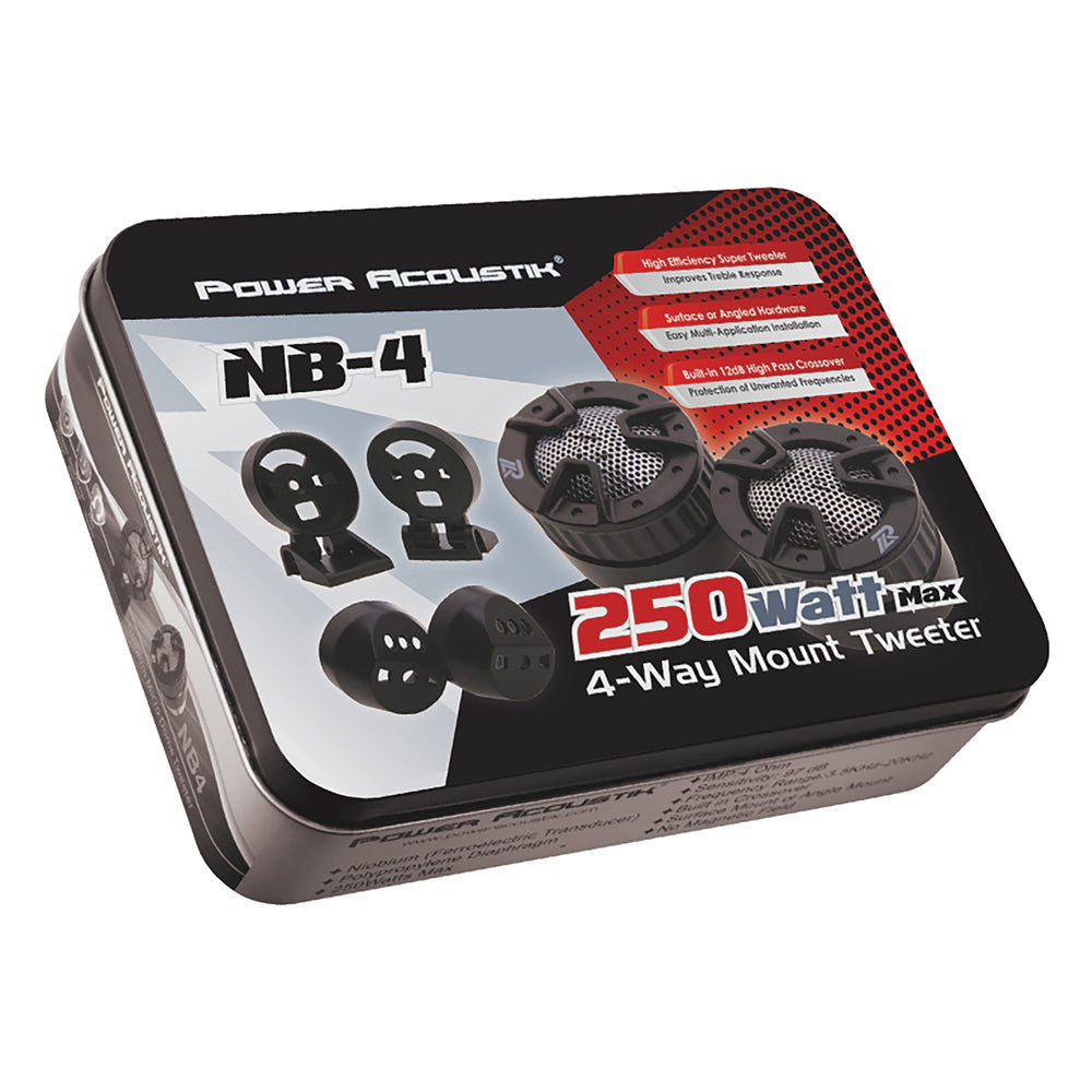 Power Acoustik NB-4 1" Piezo Tweeters Pair 250 Watts Max 4-Way Mount